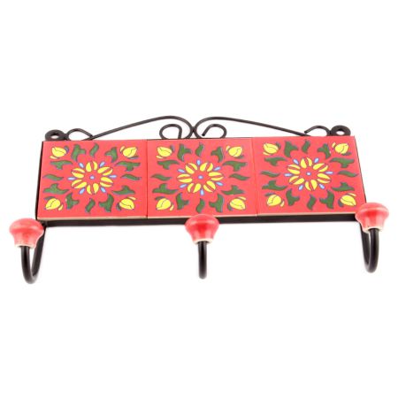 Red And Yellow Sunflower Ceramic Tiles Hooks